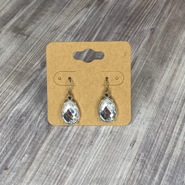 Clear Crystal Teardrop Dangle Earrings