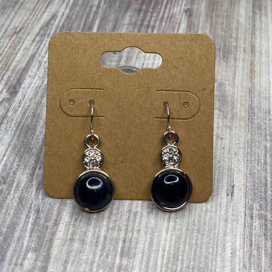 Silver Tone/Navy Blue Dangle Earrings