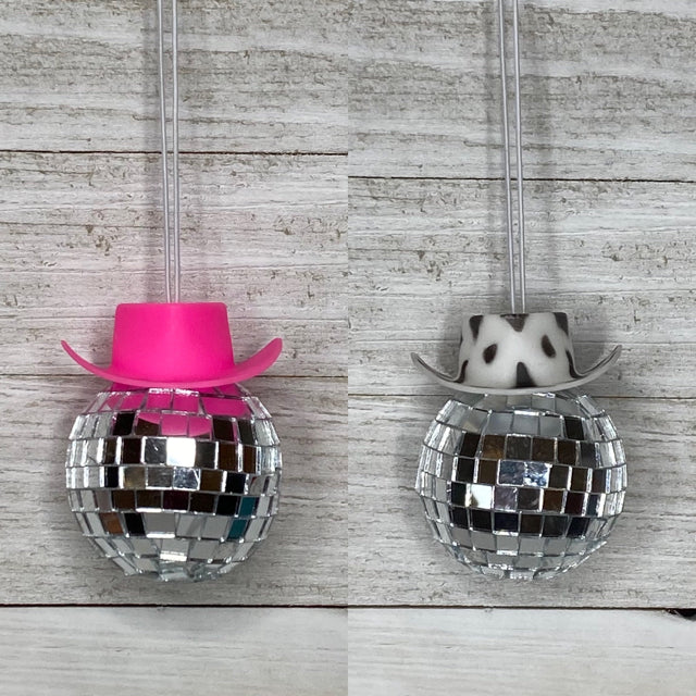 Disco Ball Car Accessory With Cowboy Hat