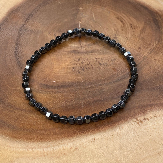 Inga Ann's Beaded Bracelet - Hematite Cone