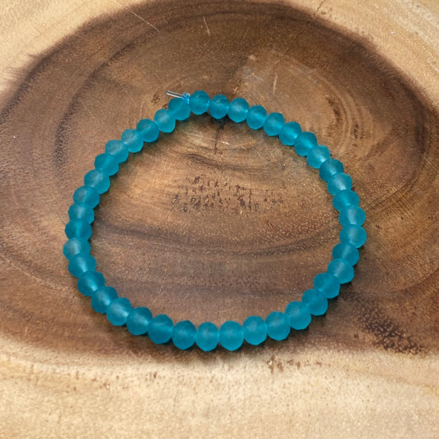 Inga Ann's Beaded Bracelet - Fauceted Turquoise Glass - 6mm