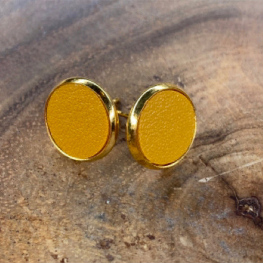 Two Blessings Earrings - Mustard Yellow Round Post