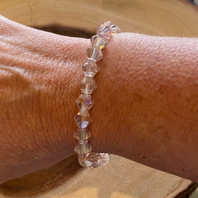 Inga Ann's Beaded Bracelet - Light Rose Bicone Glass