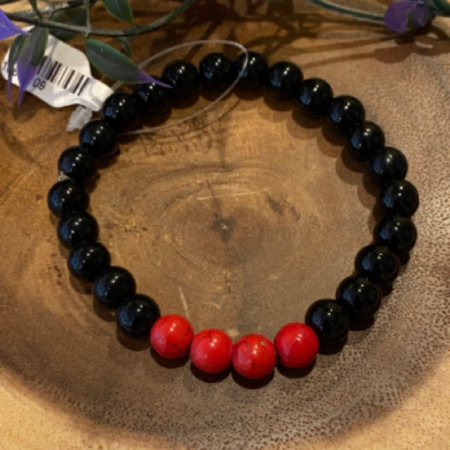 Inga Ann's Black Jasper/Red Crackled Howlite Beaded Bracelet