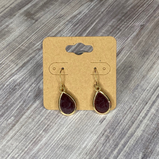 Gold Tone/Purple Dangle Earrings