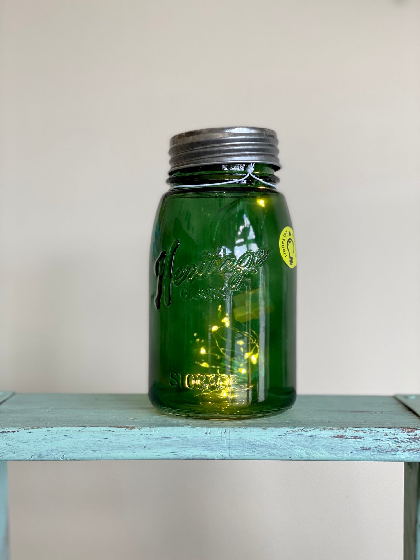 Green Heritage Glass Light Up Jar
