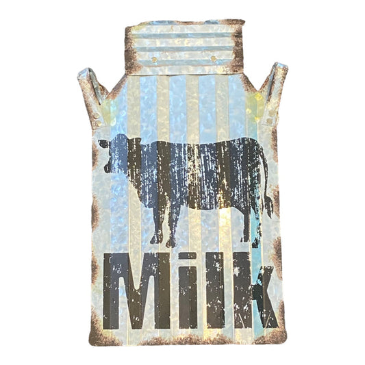 Metal Milk Jar Cow Farmhouse Sign