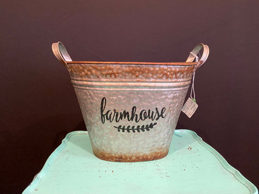 8" Hammered Metal Farmhouse Container